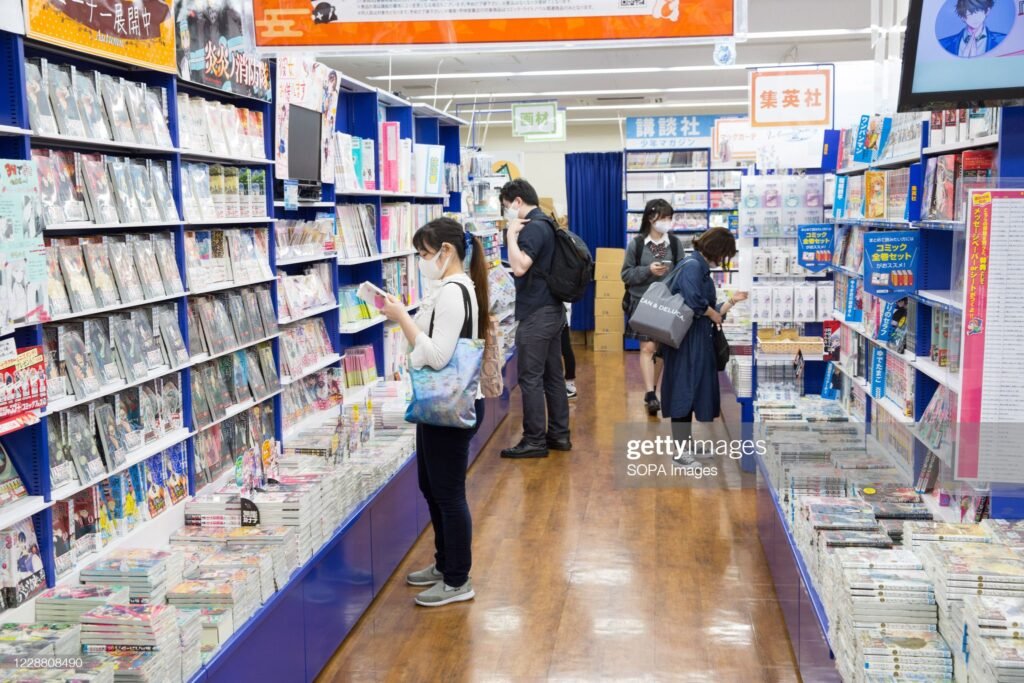Crowded Manga Section of Book Store