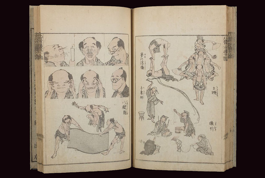 Inside Katsushika Hokusai’s Manga books, said to be among the first examples of the comics form in history.