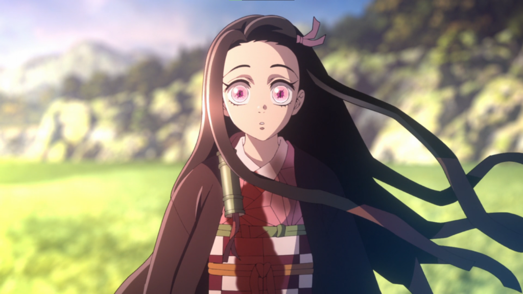 Nezuko Kamado Walking in the Sun for the first time as seen in Demon Slayer: Kimetsu no Yaiba Season 3 Finale